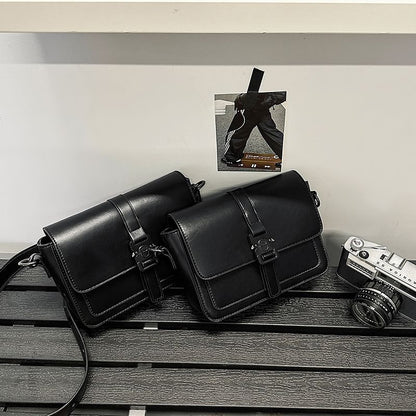 Buckled Faux Leather Satchel