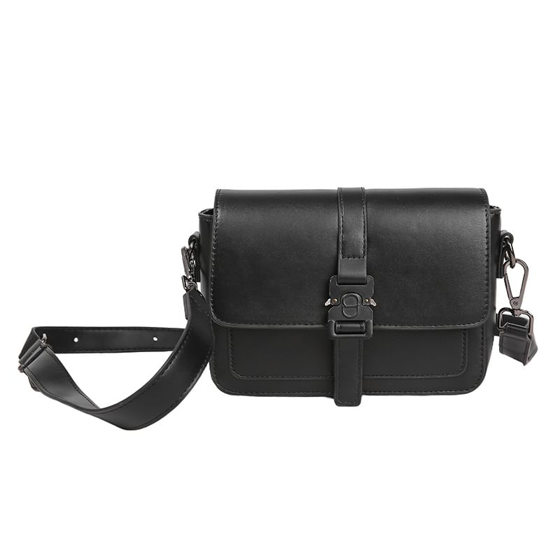 Buckled Faux Leather Satchel