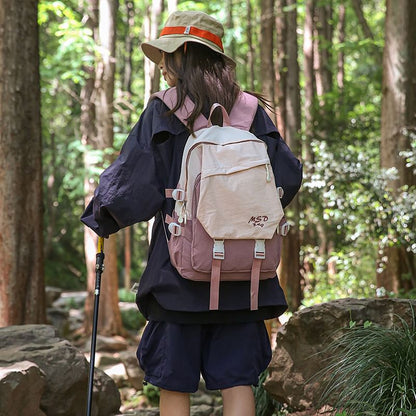 Buckled Lettering Flap Backpack