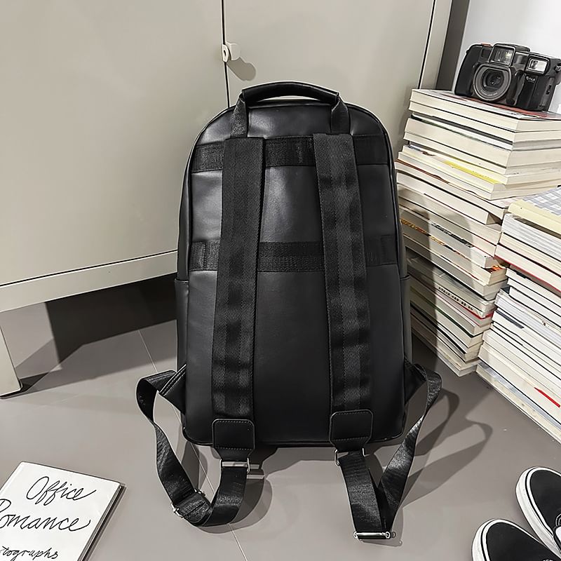 Backpack Leather Faux Lettering