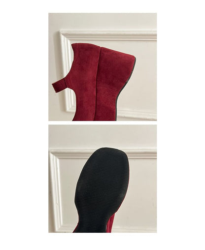 Plain Mary Jane Platform Wedge Shoes