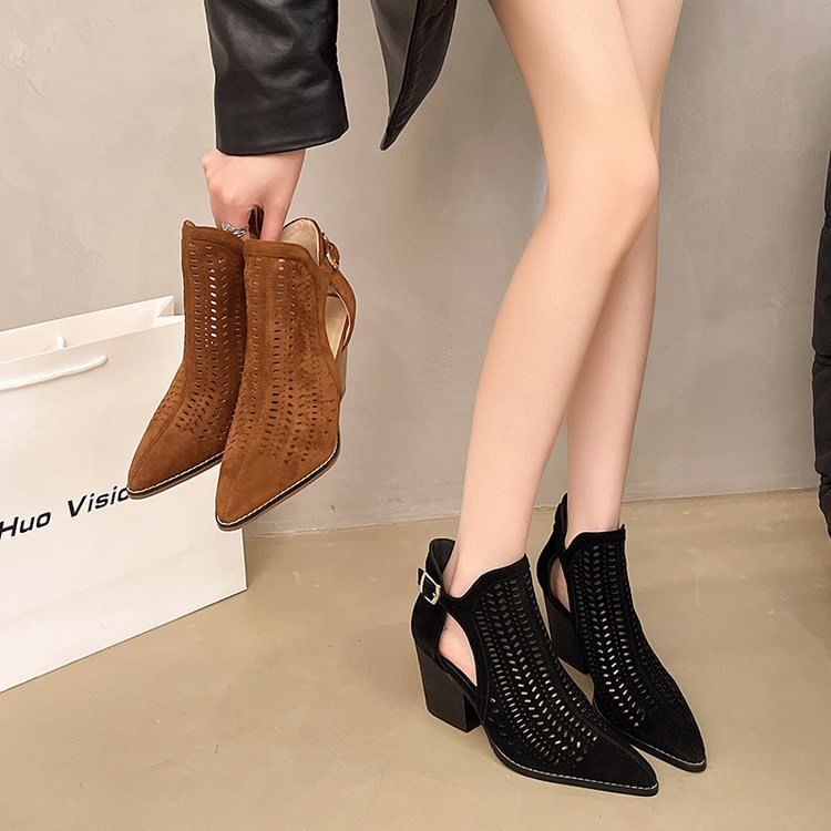 D'Orsay Heel Block Boots Short