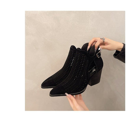 D'Orsay Heel Block Boots Short