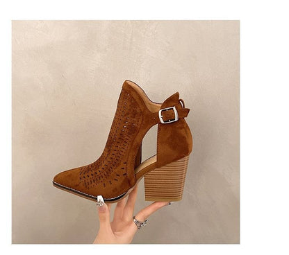 D'Orsay Heel Block Boots Short