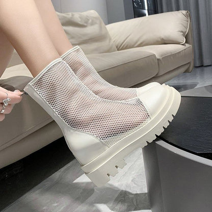 Platform Plain Boots Mesh Short