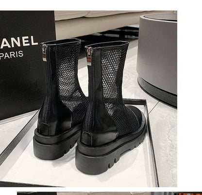 Platform Plain Boots Mesh Short