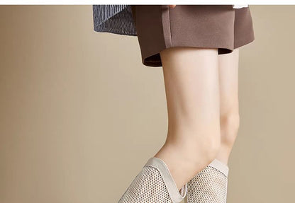 Boots Platform Mesh Plain Heel Block Tall