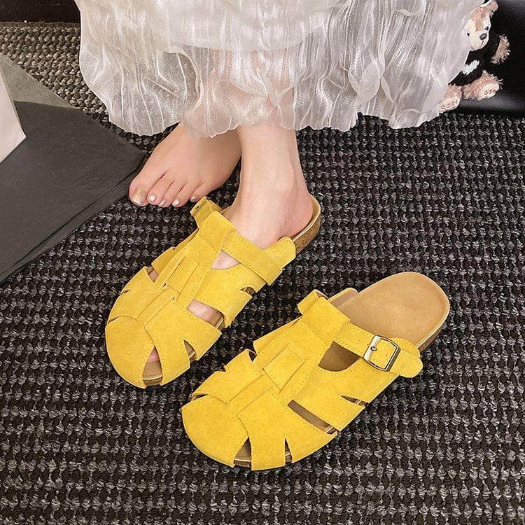 Faux Suede Mules Plain