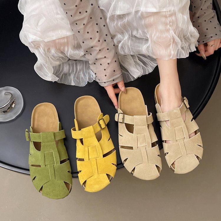 Faux Suede Mules Plain