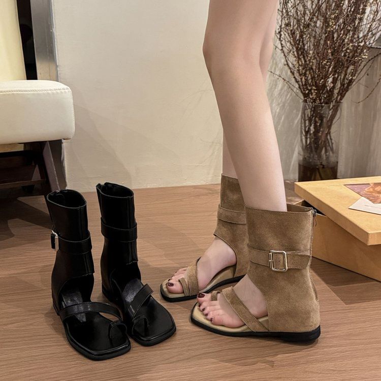 Wedge Hidden Boots Loop Short Toe