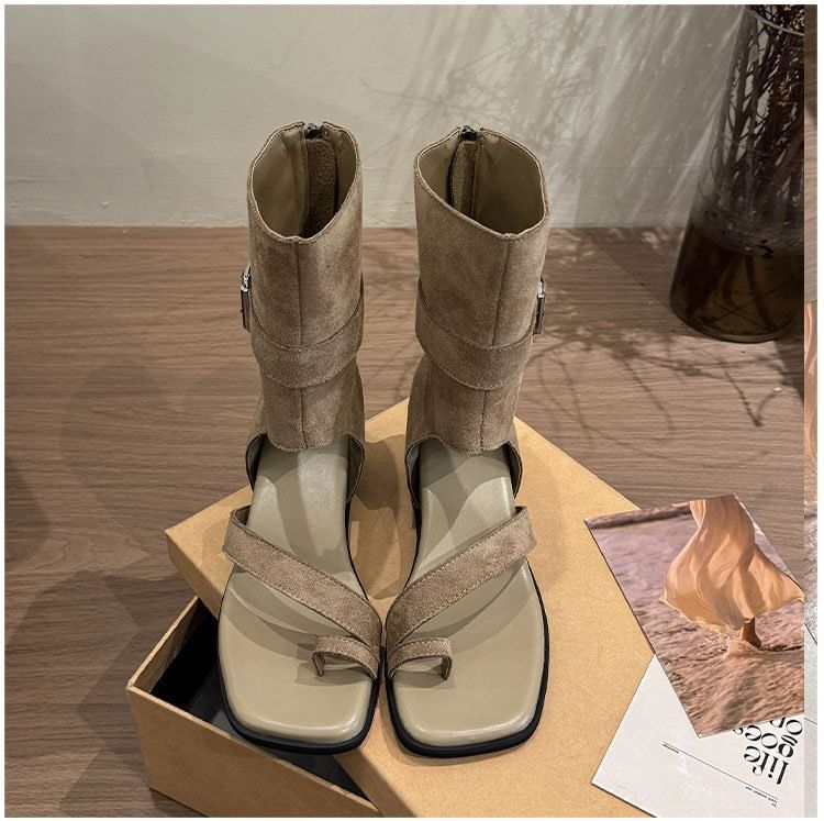 Wedge Hidden Boots Loop Short Toe