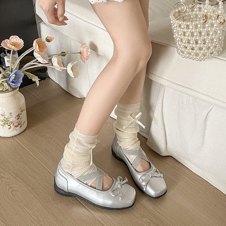 Square Toe Flats Bow Ballet