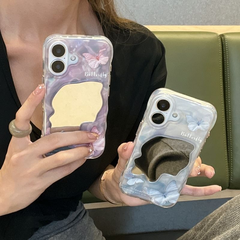 Case Mirrored Phone Butterfly