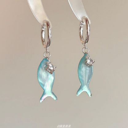 Hoop Drop Earring Fish Rhinestone