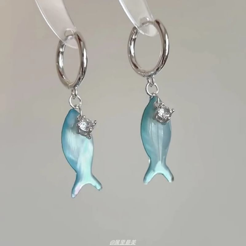 Hoop Drop Earring Fish Rhinestone