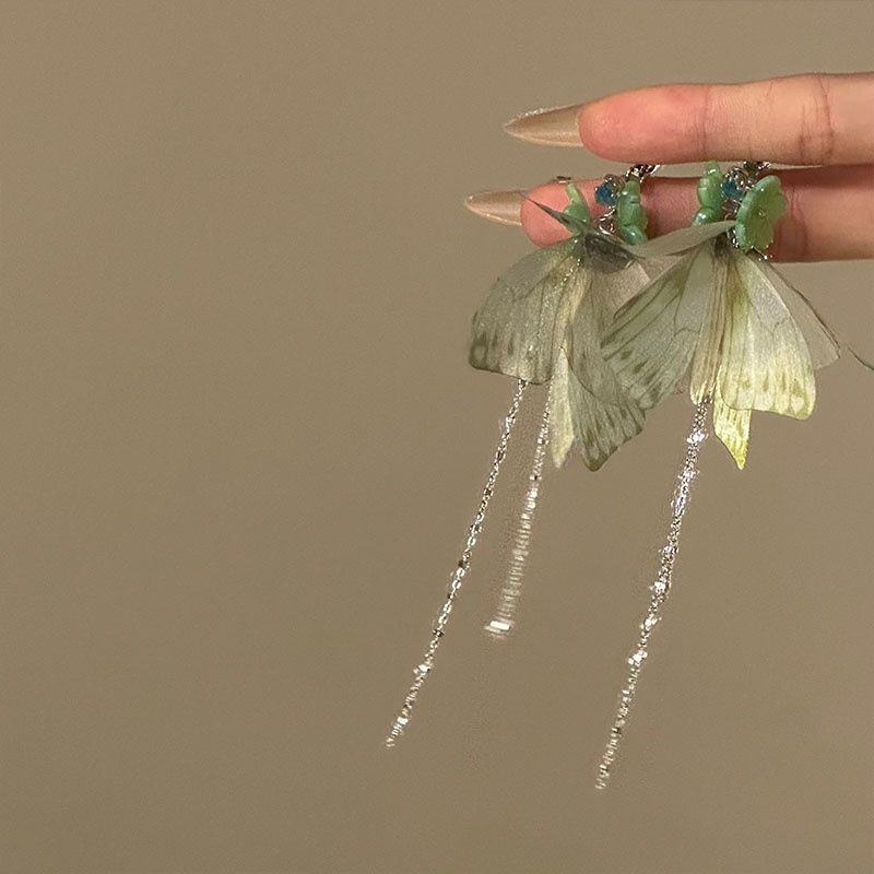 Butterfly Earring Flower Fringed Drop