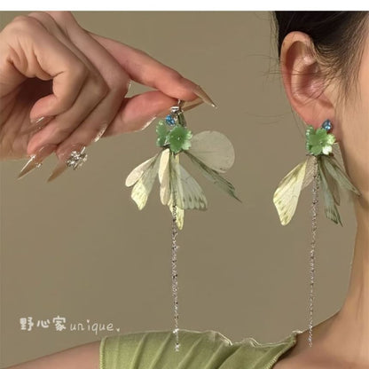 Butterfly Earring Flower Fringed Drop