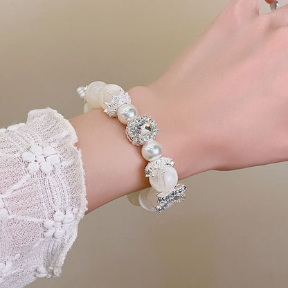Bracelet Pearl Rhinestone Beaded Faux