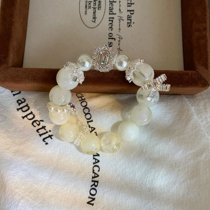 Bracelet Pearl Rhinestone Beaded Faux