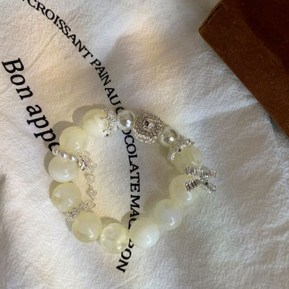 Bracelet Pearl Rhinestone Beaded Faux