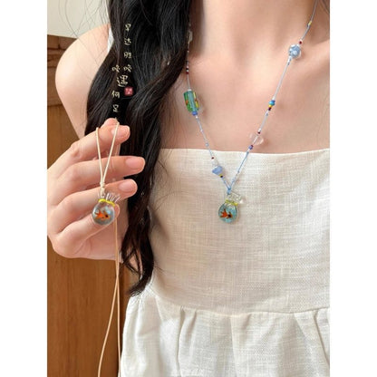 Beaded Pendant Goldfish Necklace