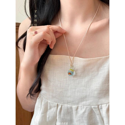 Beaded Pendant Goldfish Necklace