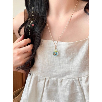 Beaded Pendant Goldfish Necklace