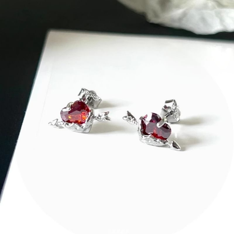 Heart Ear Rhinestone Stud