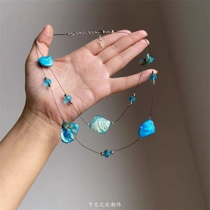 Beaded Layered Necklace Gemstone Irregular