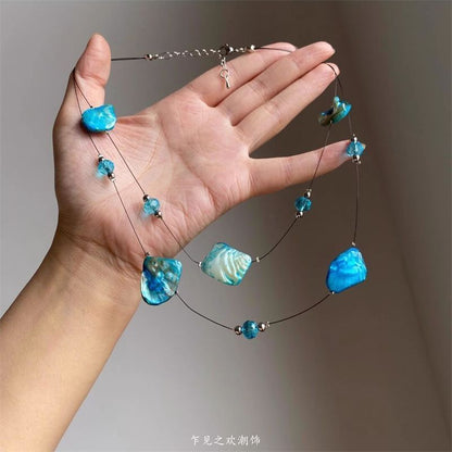 Beaded Layered Necklace Gemstone Irregular