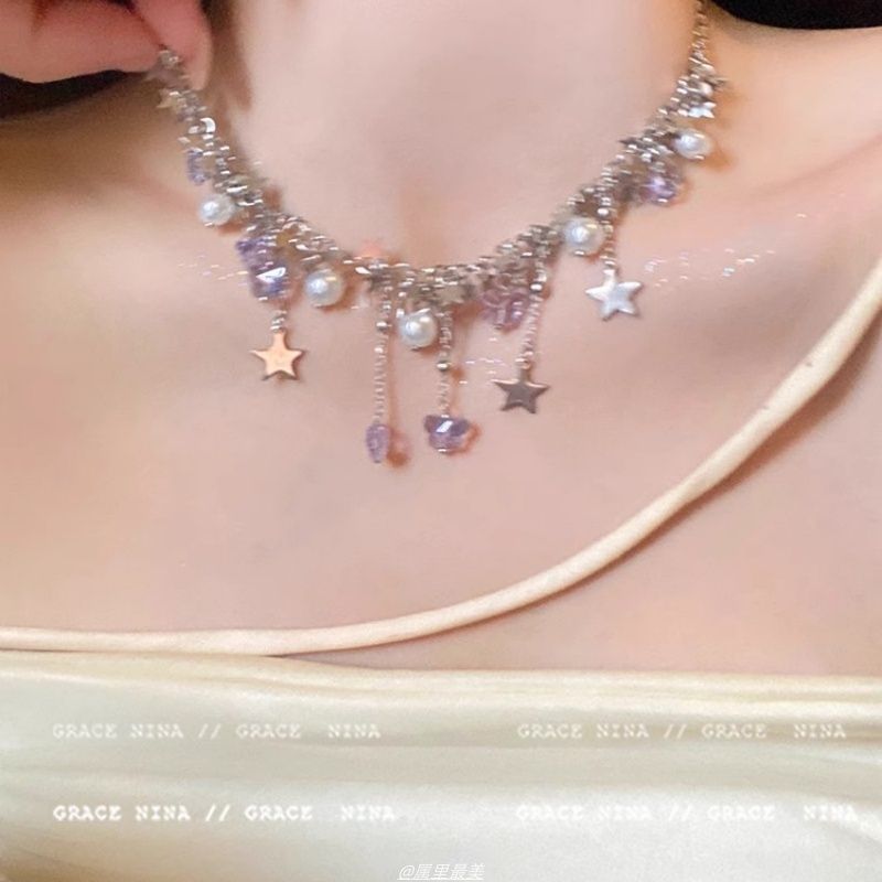 Necklace Faux Butterfly Pearl Fringed Star