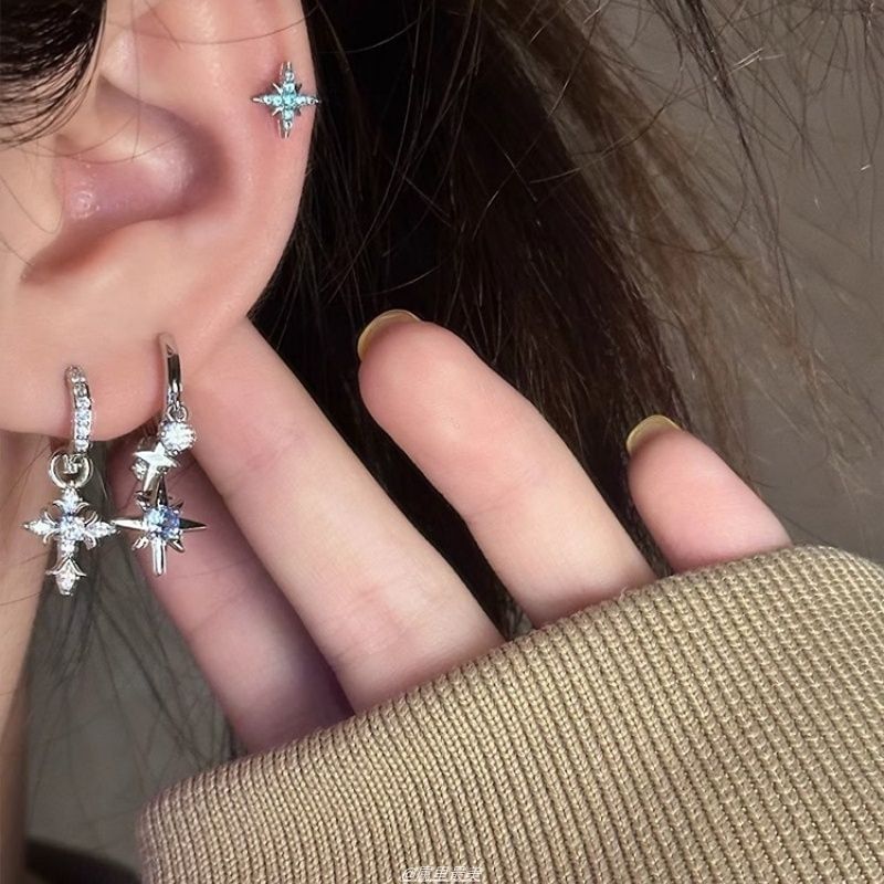 Star Rhinestone Huggie Earring Drop