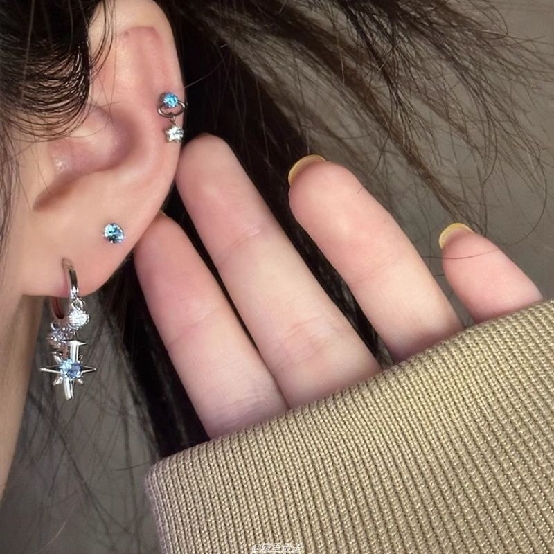 Star Rhinestone Huggie Earring Drop