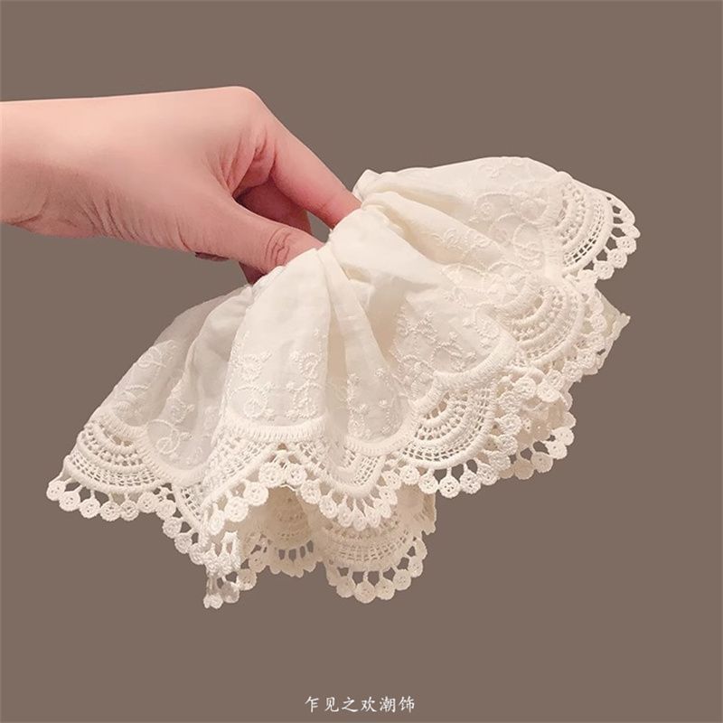 Lace Trim Scrunchie Ruffle