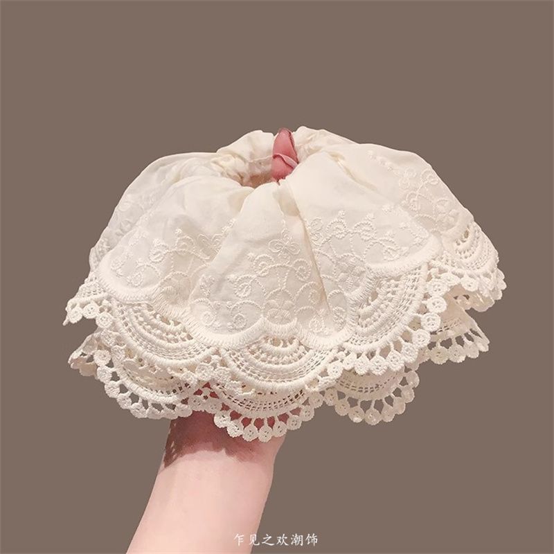 Lace Trim Scrunchie Ruffle