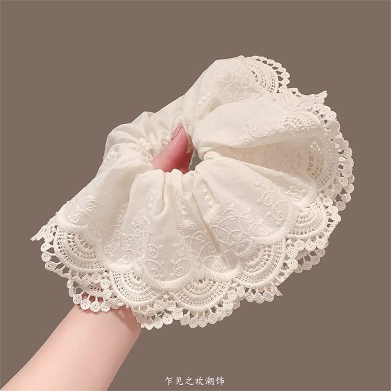 Lace Trim Scrunchie Ruffle