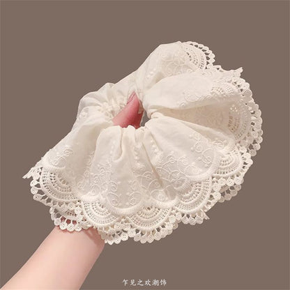 Lace Trim Scrunchie Ruffle