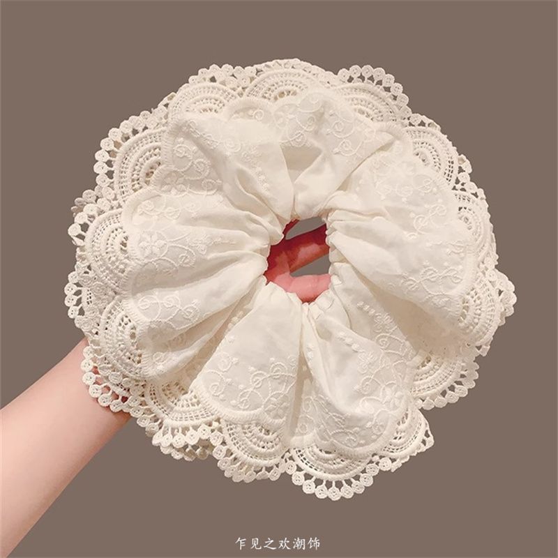 Lace Trim Scrunchie Ruffle