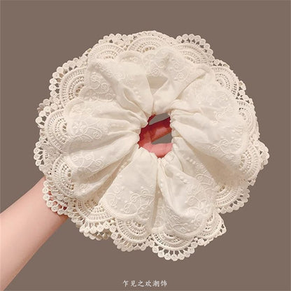 Lace Trim Scrunchie Ruffle