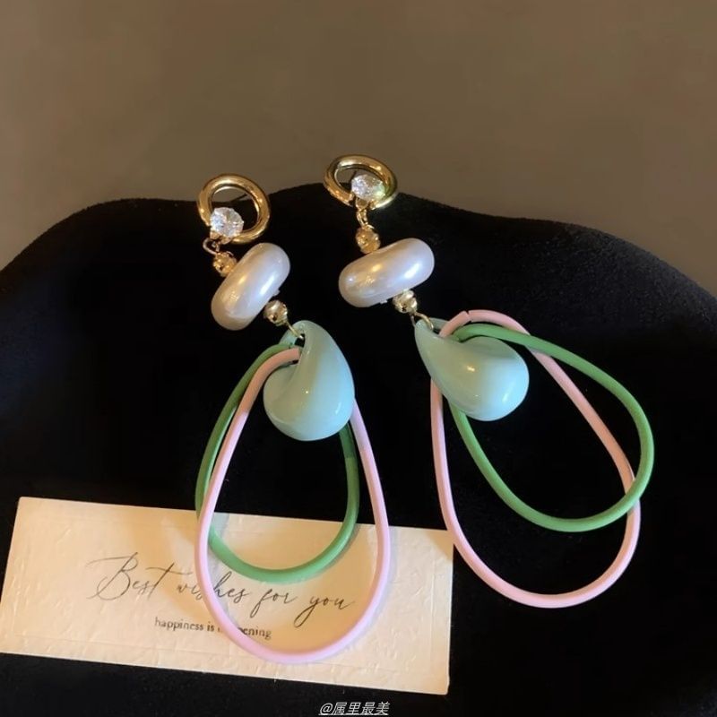 Rhinestone Earring Pearl Faux Drop