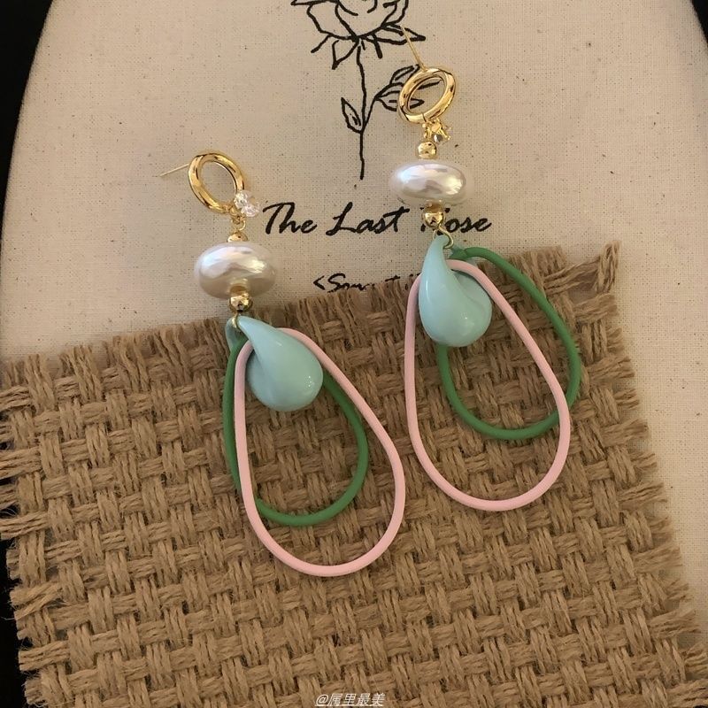 Rhinestone Earring Pearl Faux Drop