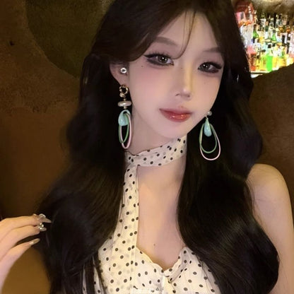 Rhinestone Earring Pearl Faux Drop