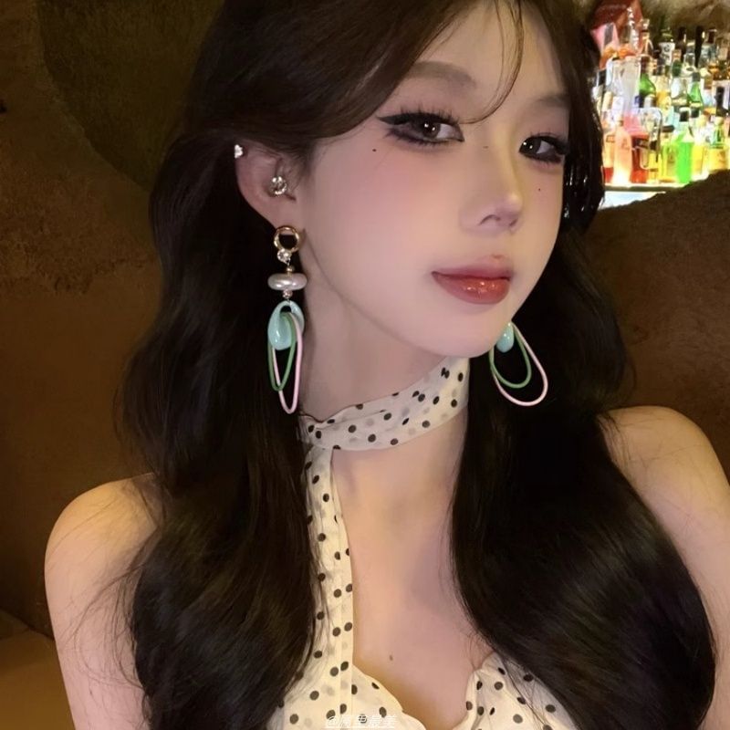 Rhinestone Earring Pearl Faux Drop