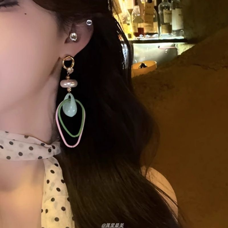 Rhinestone Earring Pearl Faux Drop