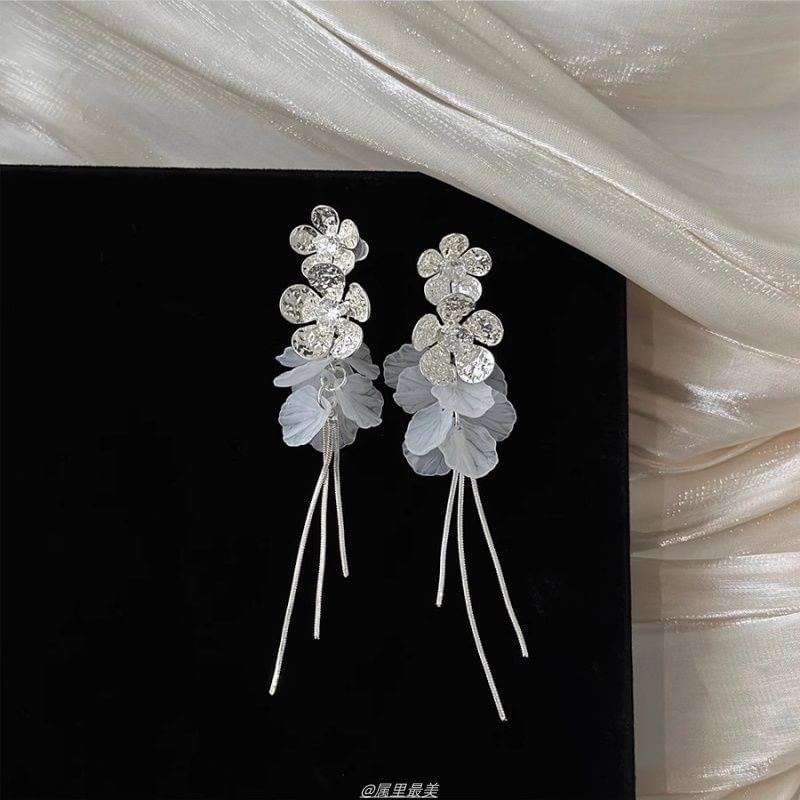 Flower Shell Drop Earring Fringed