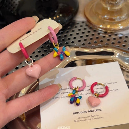 Earring Drop Dog Asymmetrical Heart Huggie