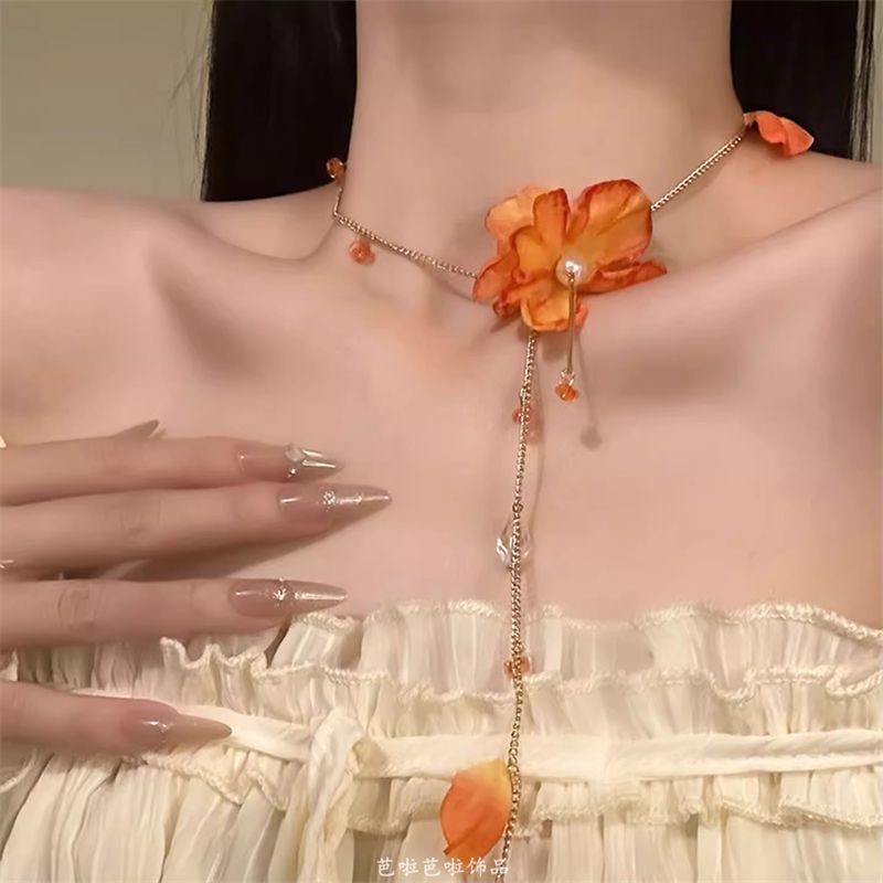 Flower Necklace Fringed Lariat