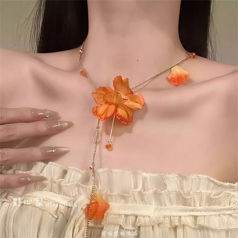 Flower Necklace Fringed Lariat