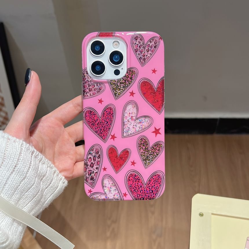 Leopard Print Heart Phone Case