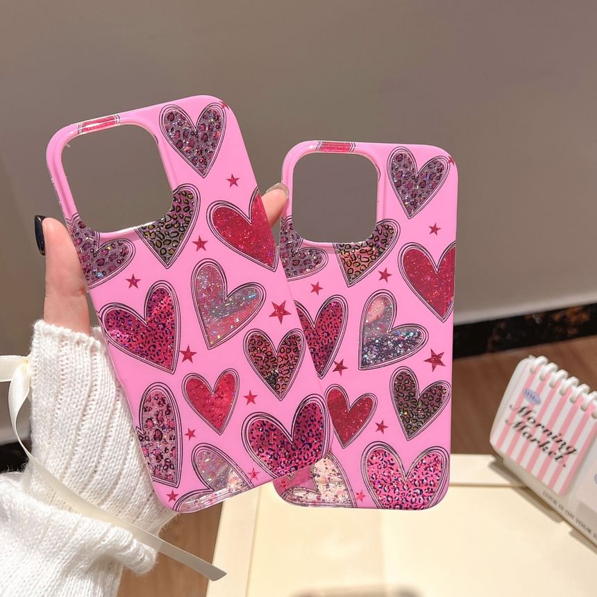 Leopard Print Heart Phone Case